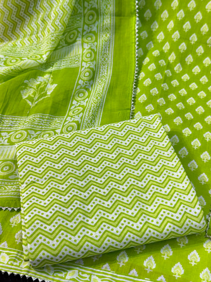 Jaipuri Hand Block Printed Gota work Suit
