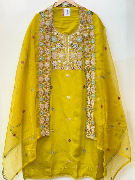 Designer Silk Suit with Hand Embroidery