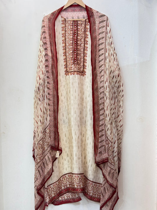 Party Wear Printed Pure Muslin Suit