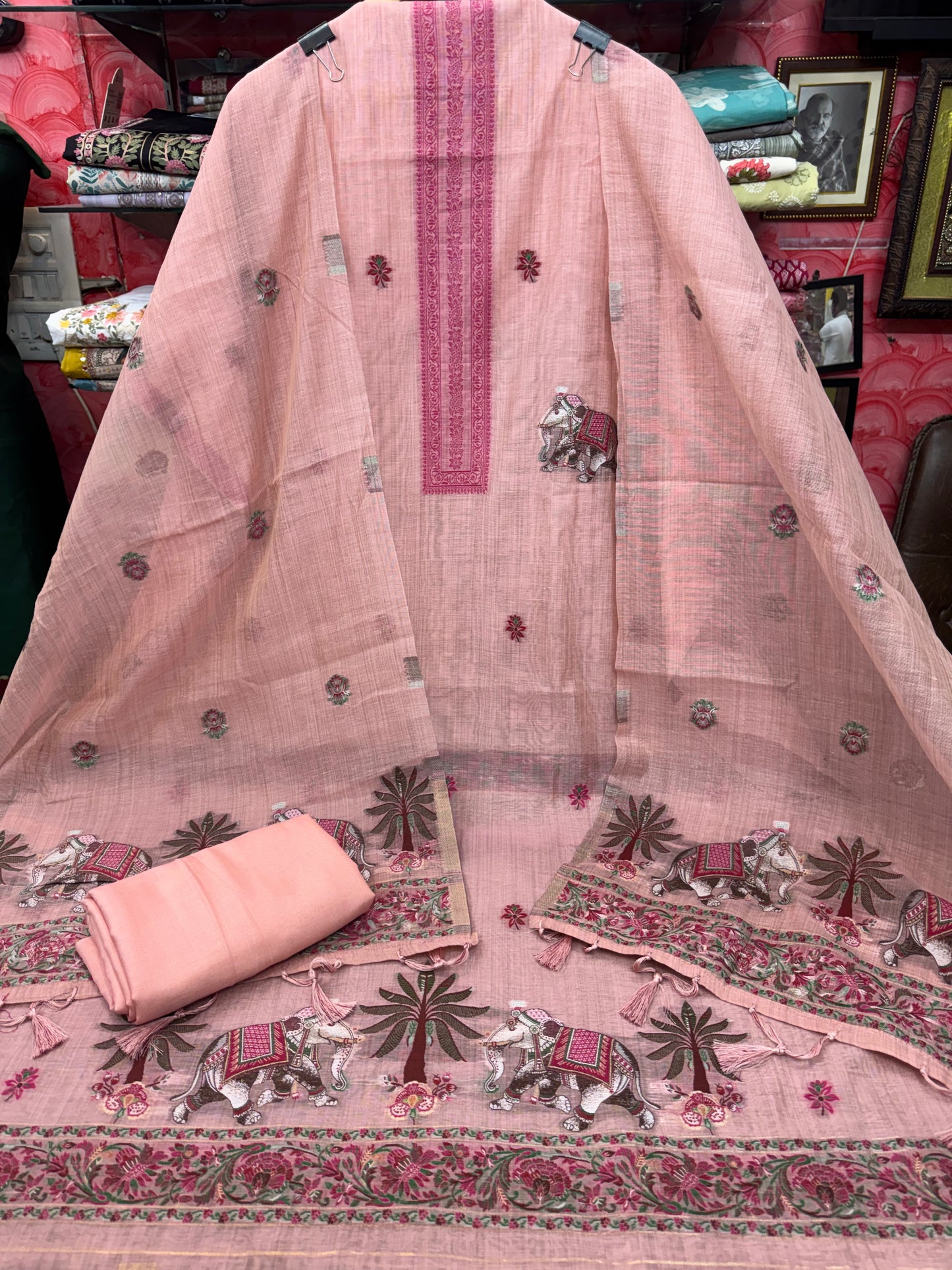 Beautiful Jamdani Suit with Elephant Motifs