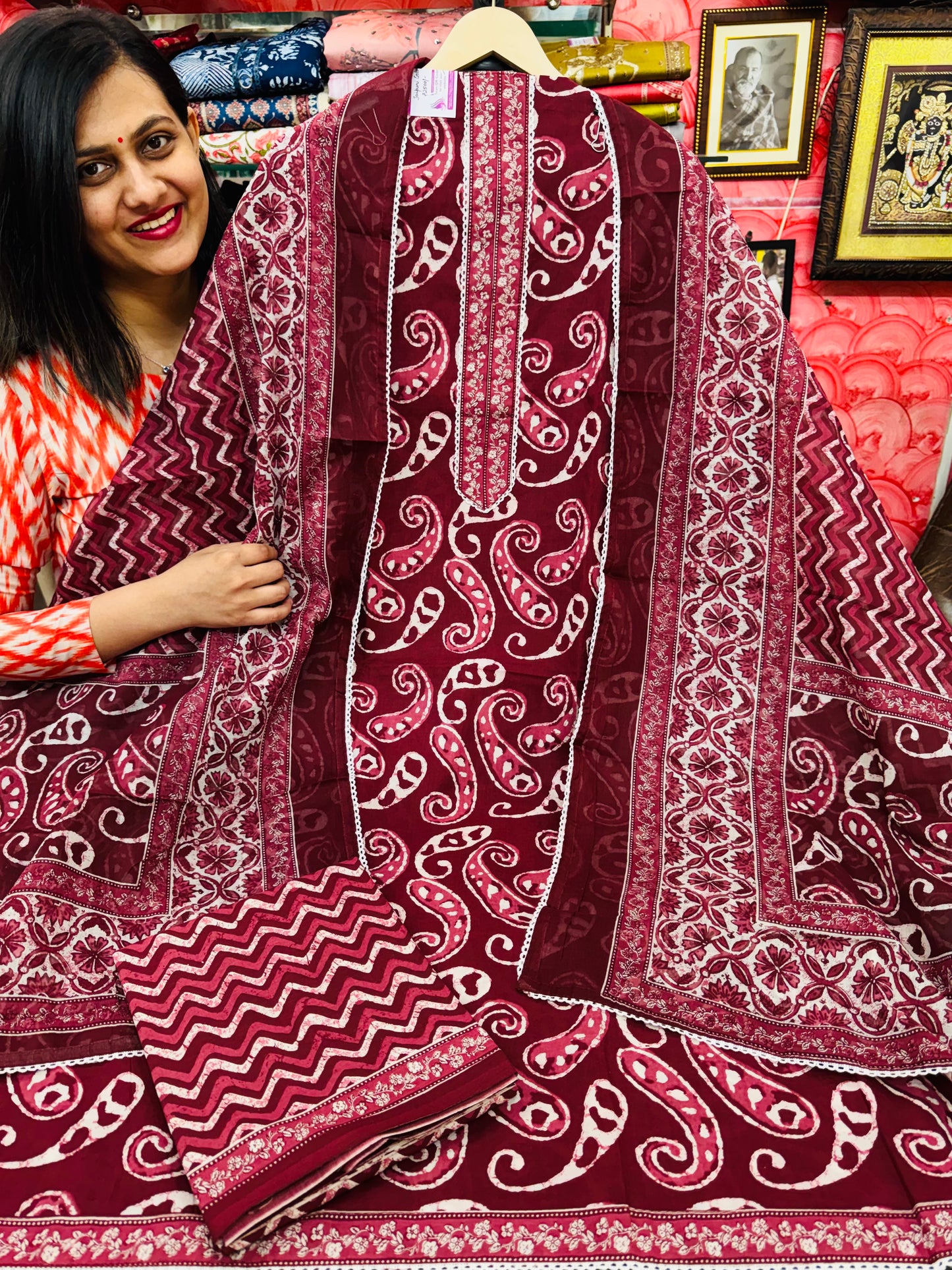 Jaipuri Hand Block Printed Gota work Suit