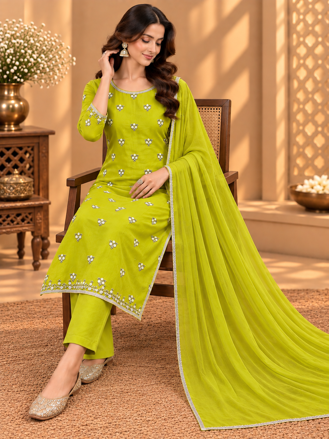 Premium Georgette Suit with Pearl Work & Designer Border | Elegant Party Wear Suit for Women
