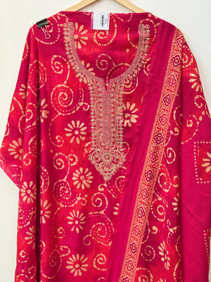 Karvachauth Special Red Pink Modal Silk Suit
