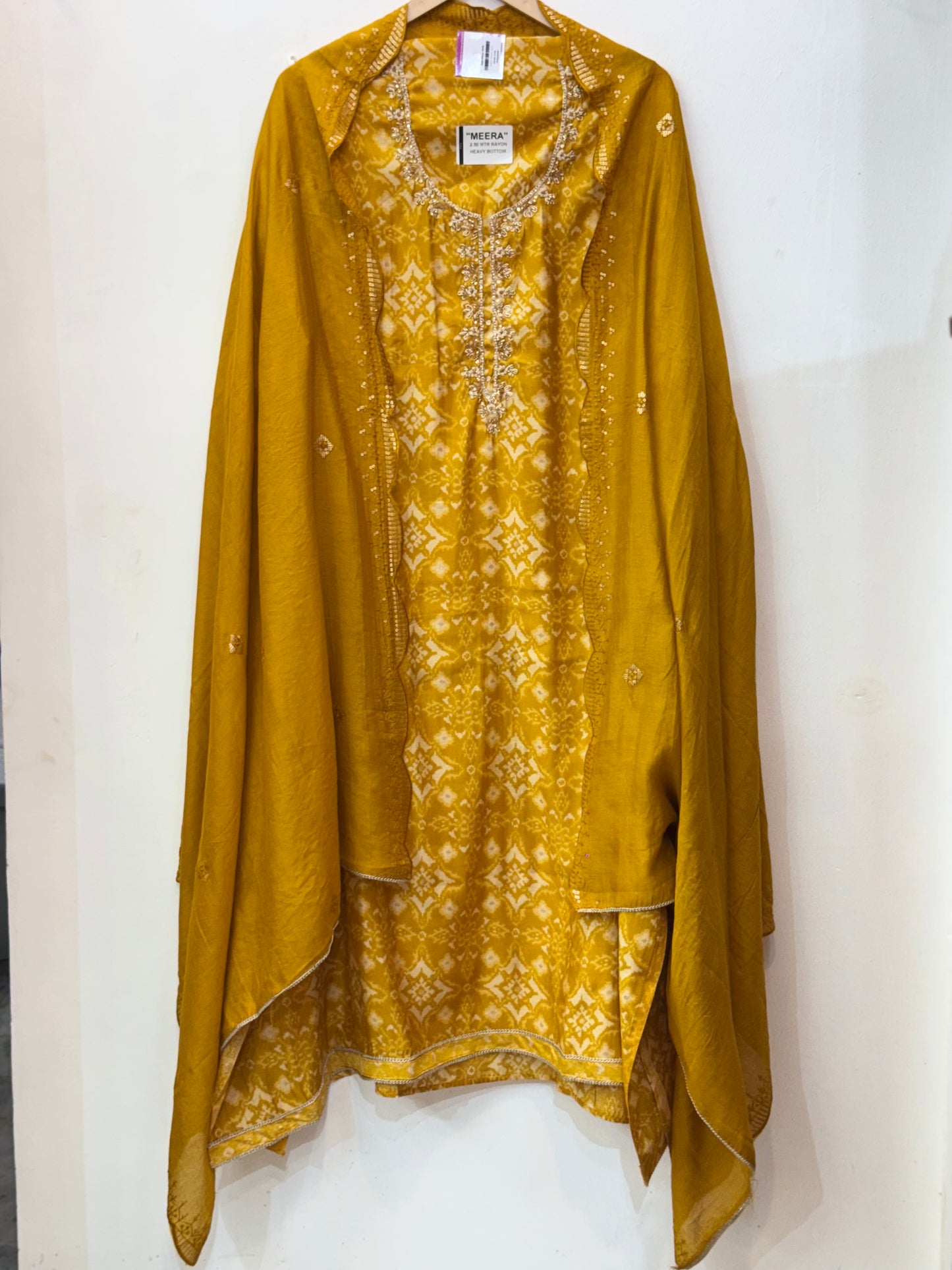 Haldi Special Modal Silk Suit with Hand Embroidery