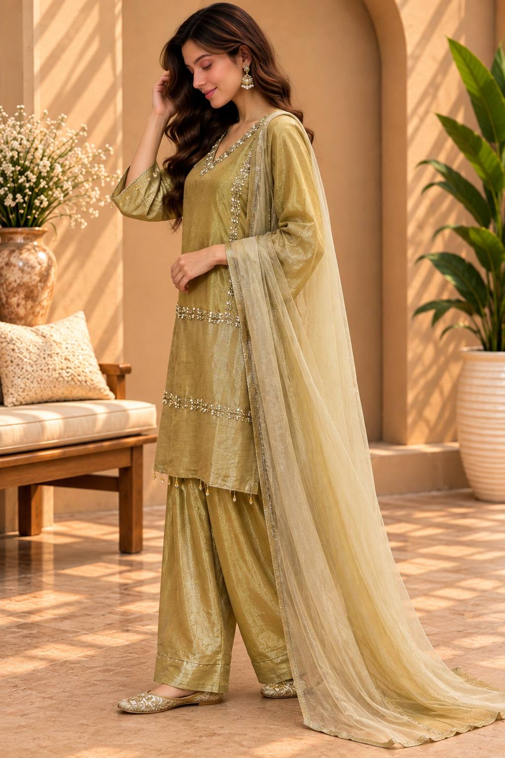Shimmer Silk A Line Suit
