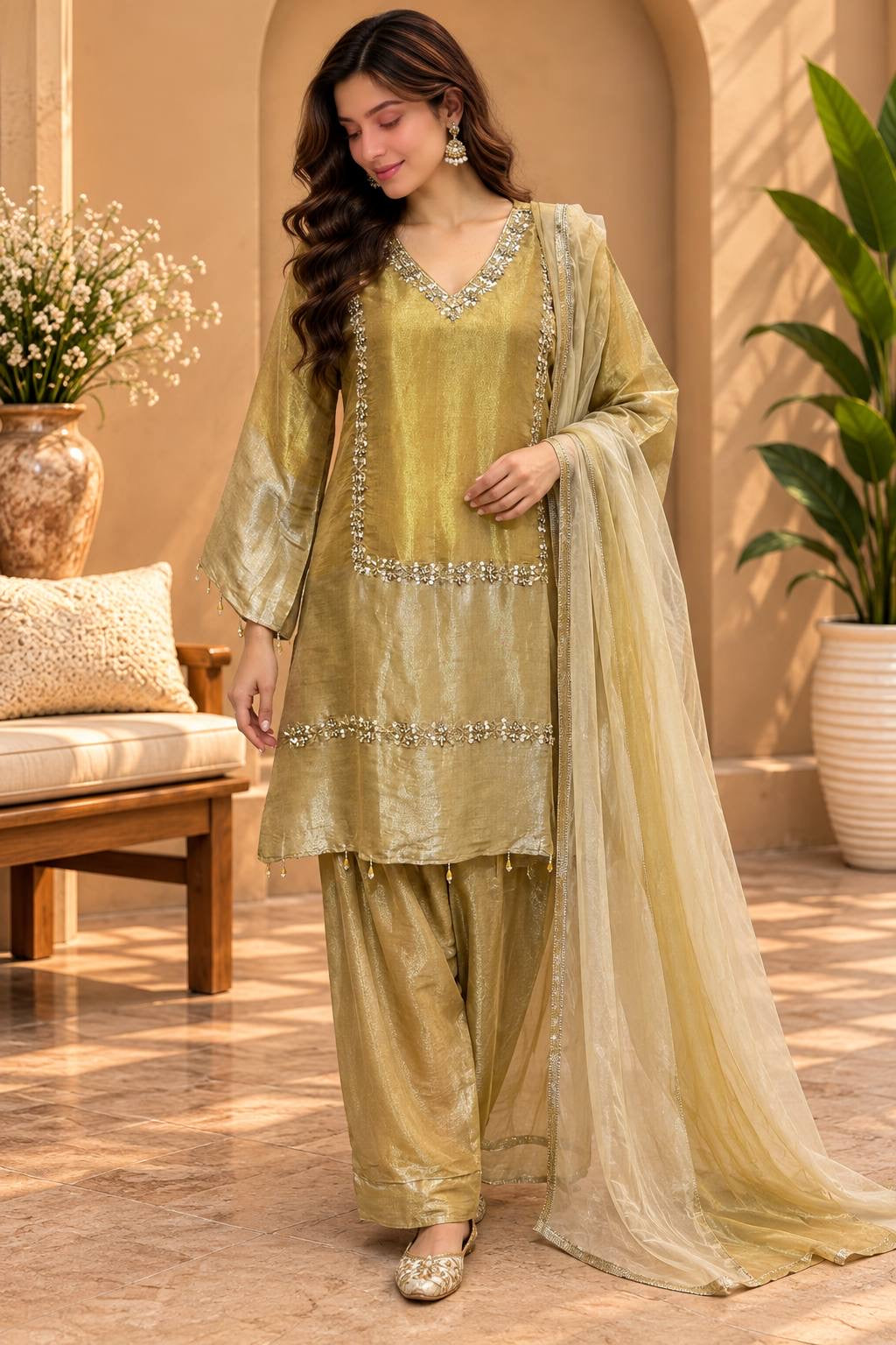 Shimmer Silk A Line Suit