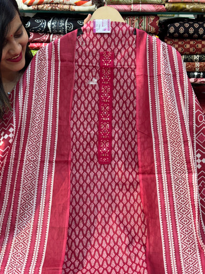 Cotton Suit with Designer Neck Patti