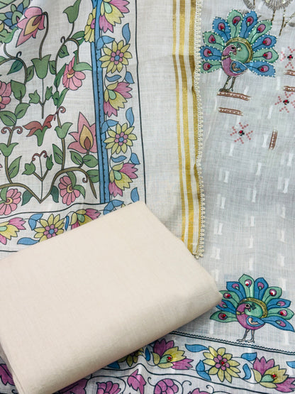 Shimmer Linen Embroidered Suit