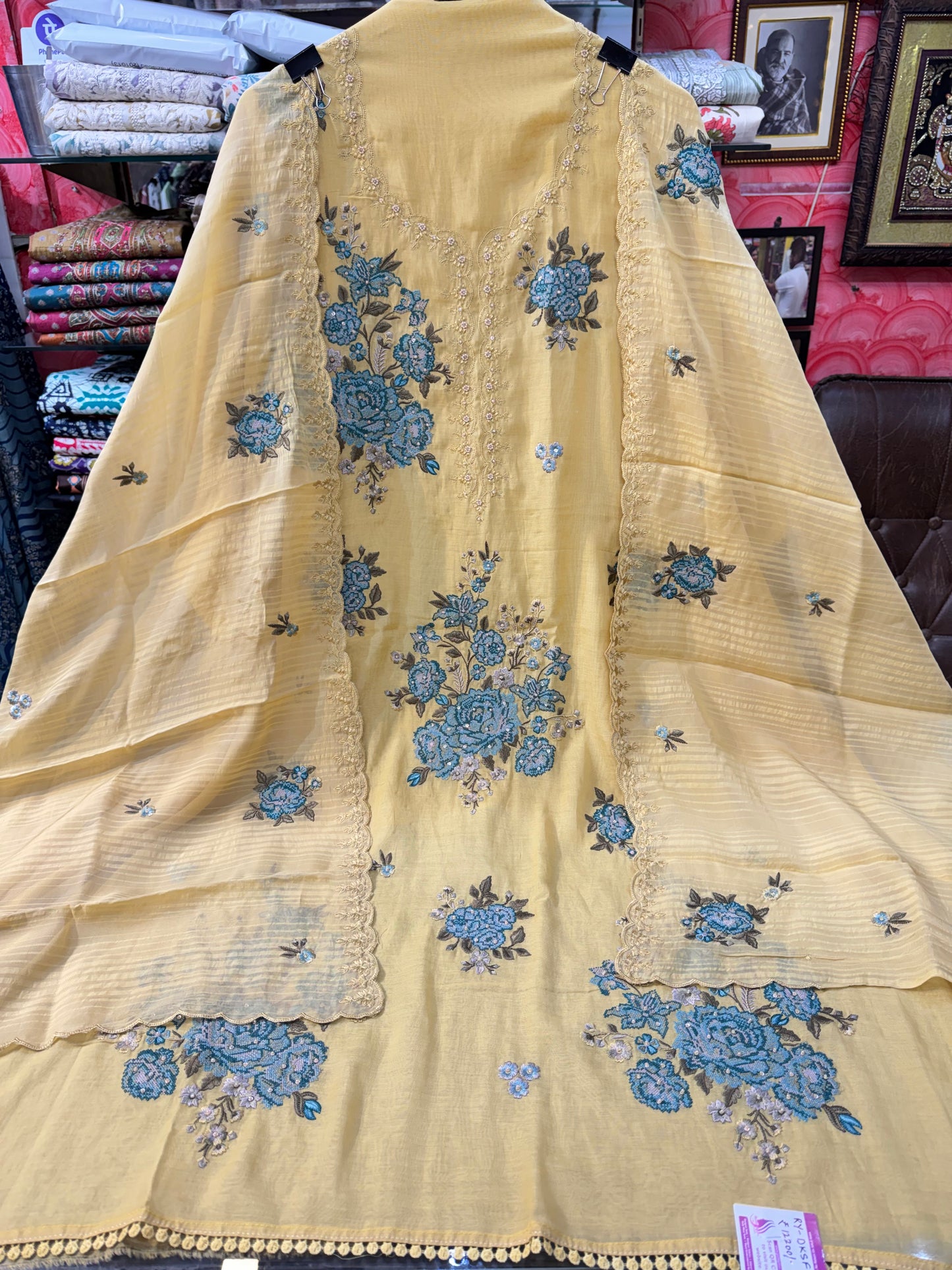 Designer MulMul Suit with Heavy Embroidery