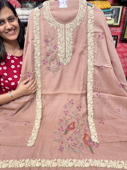 Designer MulMul Suit with Heavy Embroidery