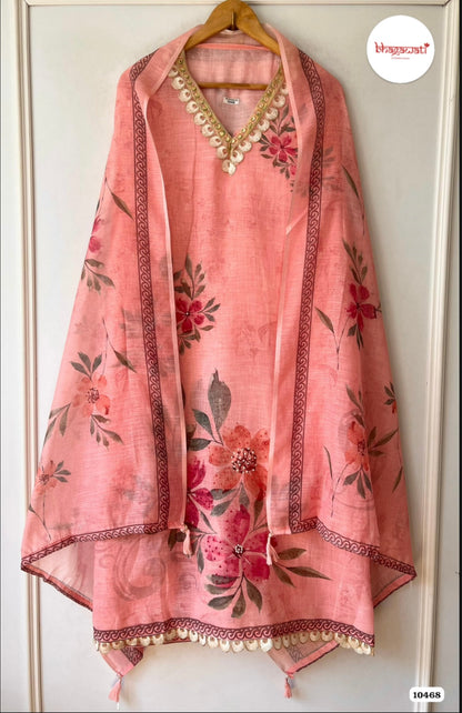 Beautiful Linen Suit with Floral Design