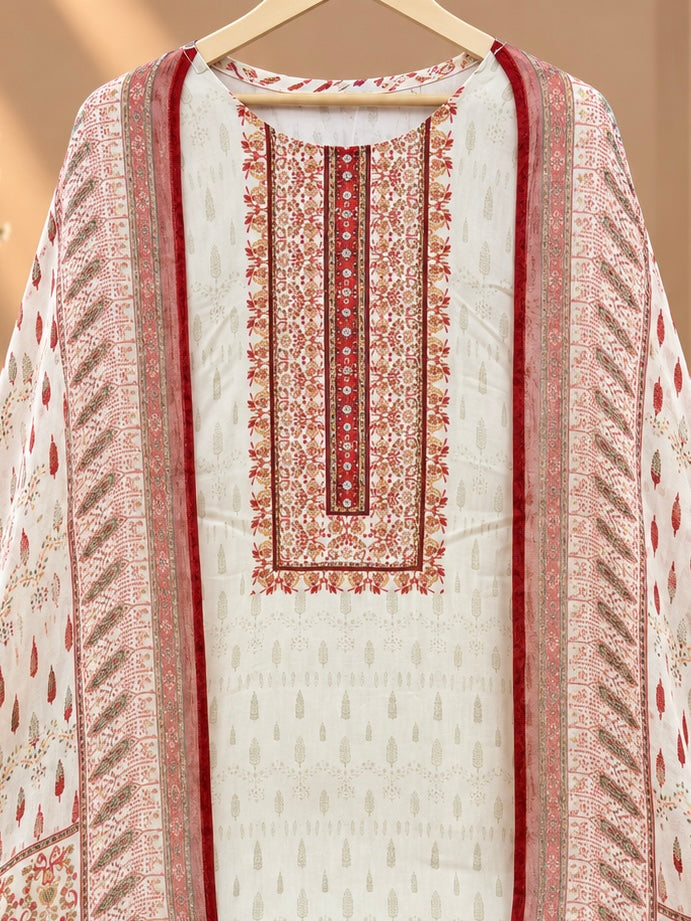Premium Muslin Suit Set with Traditional Floral Print & Designer Dupatta | Elegant Ethnic Wear for Women