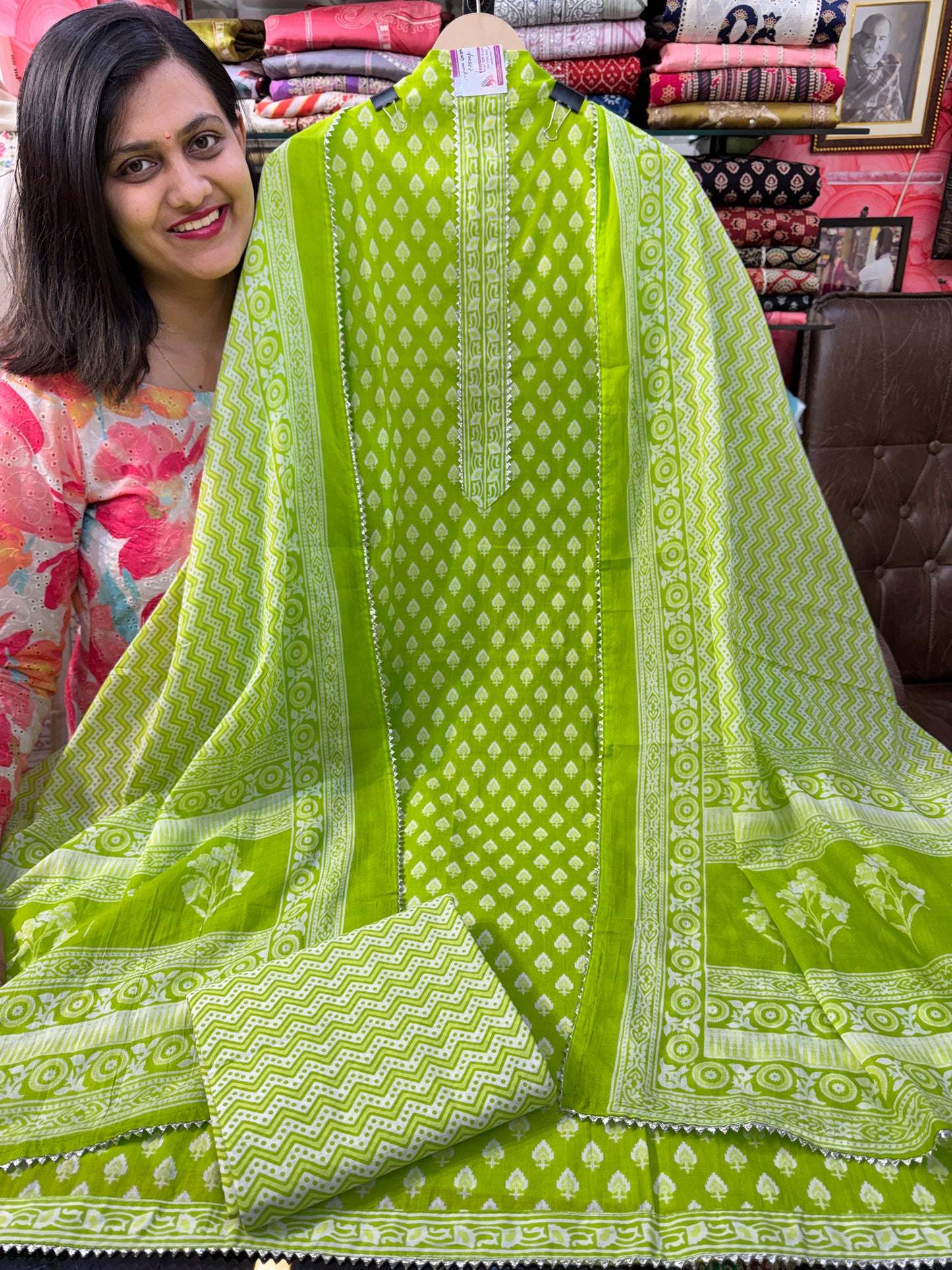 Jaipuri Hand Block Printed Gota work Suit