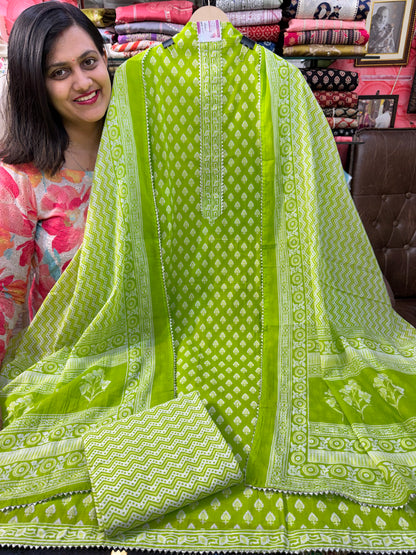 Jaipuri Hand Block Printed Gota work Suit