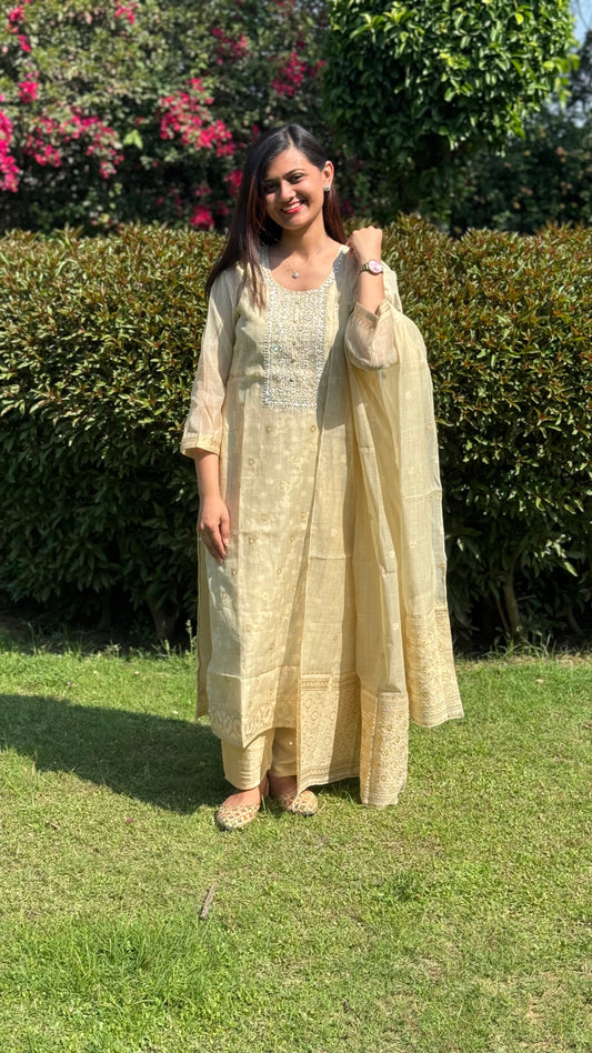 Beautiful Silk Embroidered Kurta Set