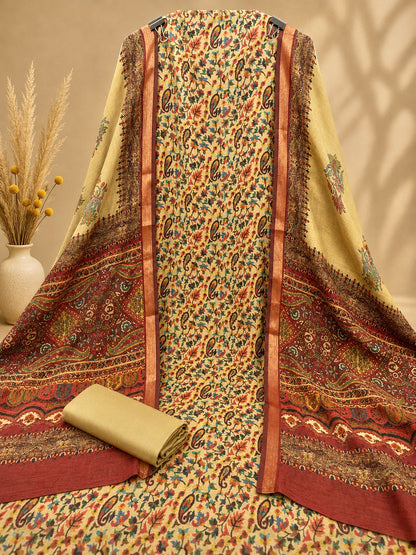 Premium Maheshwari Silk Suit with Traditional Floral & Paisley Print | Designer Silk Suit for Women