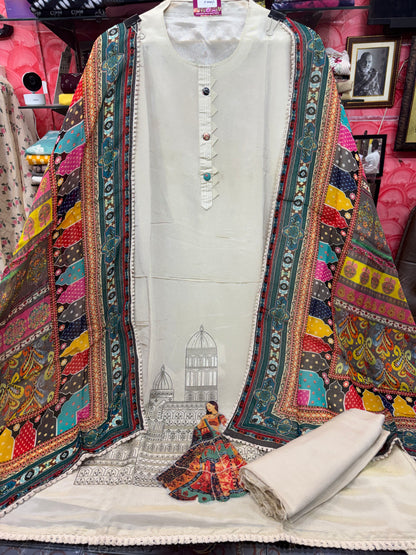 Hand Embroidered Shimmer Silk