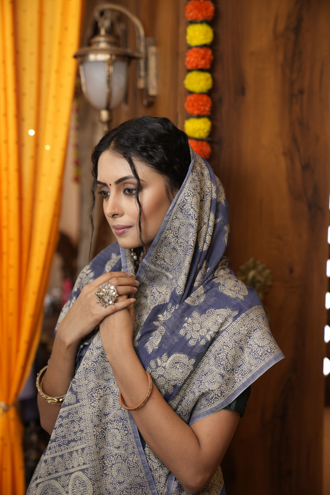 Soft cotton saree with lucknowi work