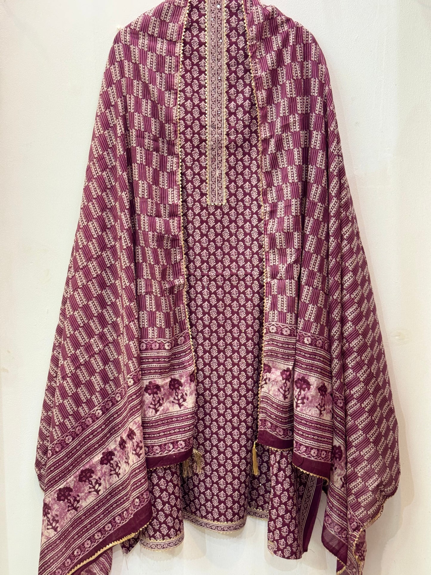 Jaipuri Gota Work Suit with mulmul Dupatta