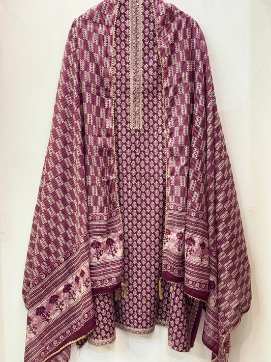 Jaipuri Gota Work Suit with mulmul Dupatta