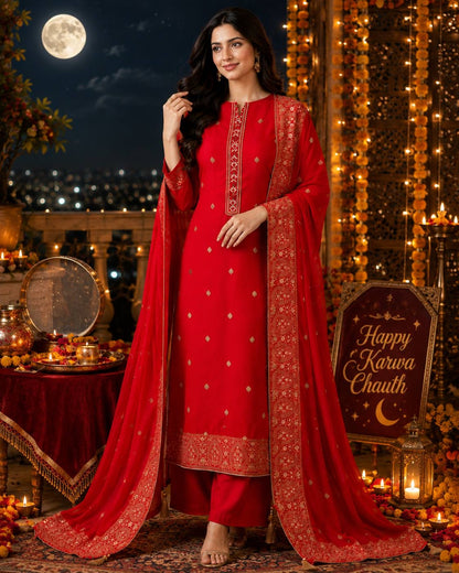 Karvachauth Special Silk Suit (Unstitched)