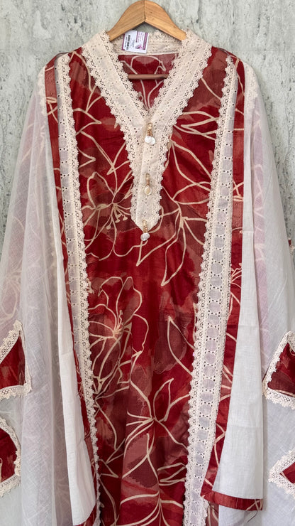 Pure Cotton Suit with Crochet Lace & Applique Work