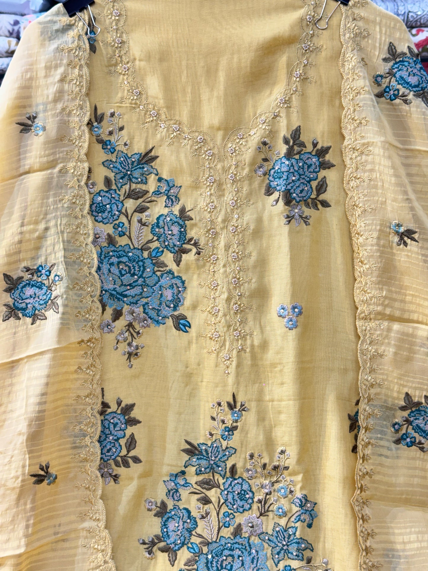 Designer MulMul Suit with Heavy Embroidery