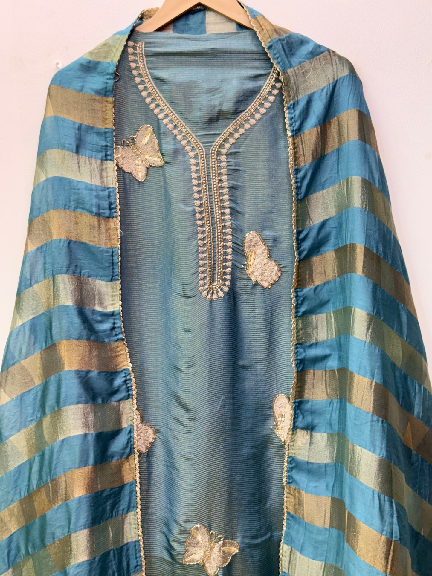 Butterfly Embroidered Soft Crush Suit