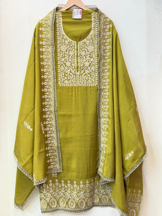 Shimmer Modal Silk Embroidered Suit