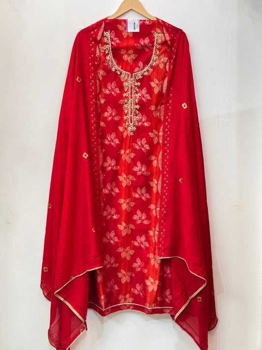 Karvachauth Special Deep Red Modal Silk Suit