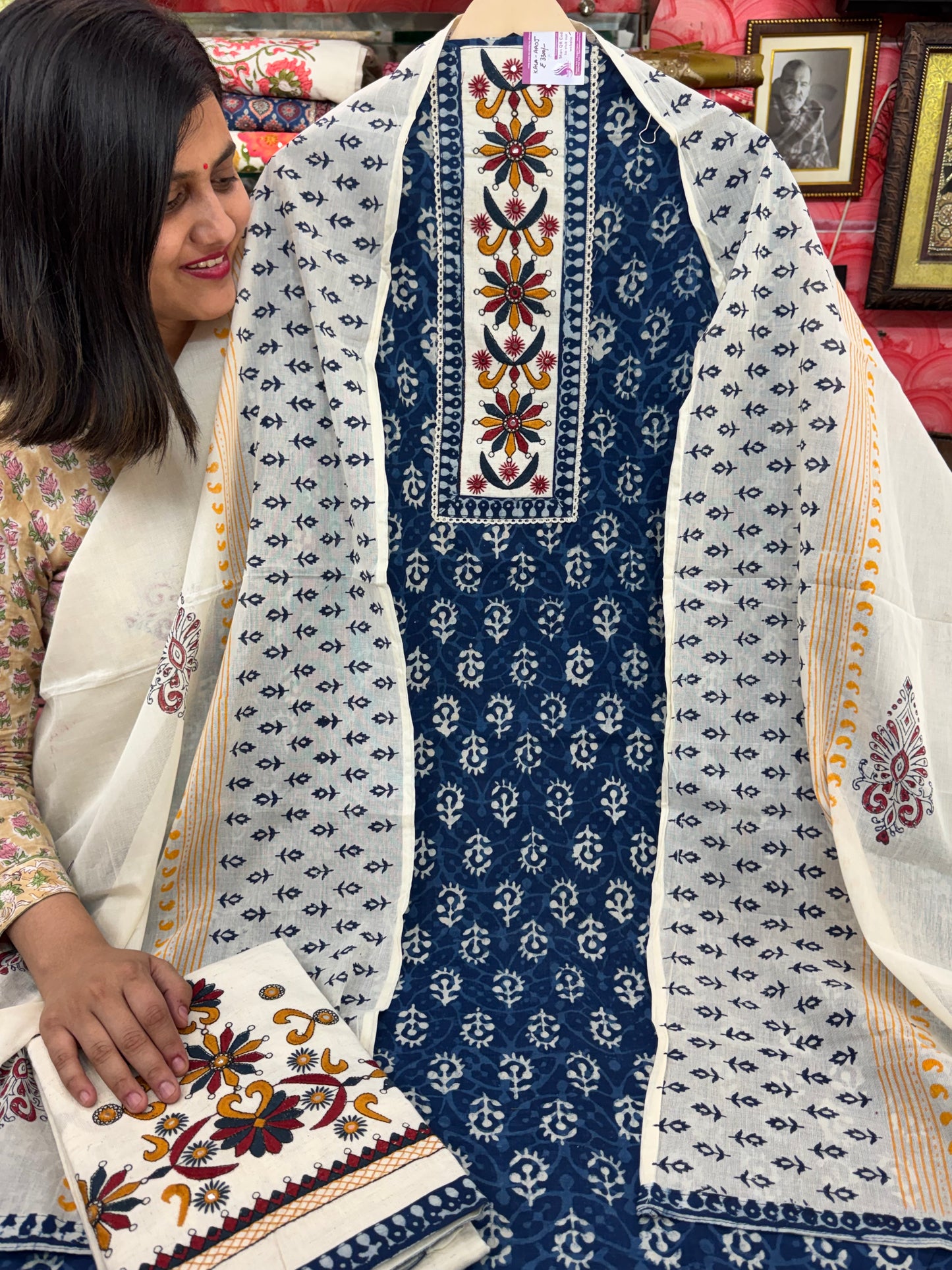 Pure Cotton Suit with heavy Embroidered Work