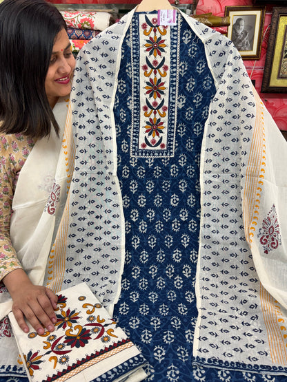 Pure Cotton Suit with heavy Embroidered Work