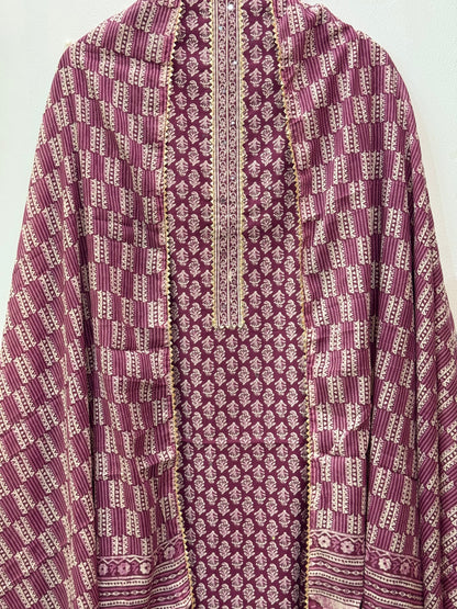 Jaipuri Gota Work Suit with mulmul Dupatta