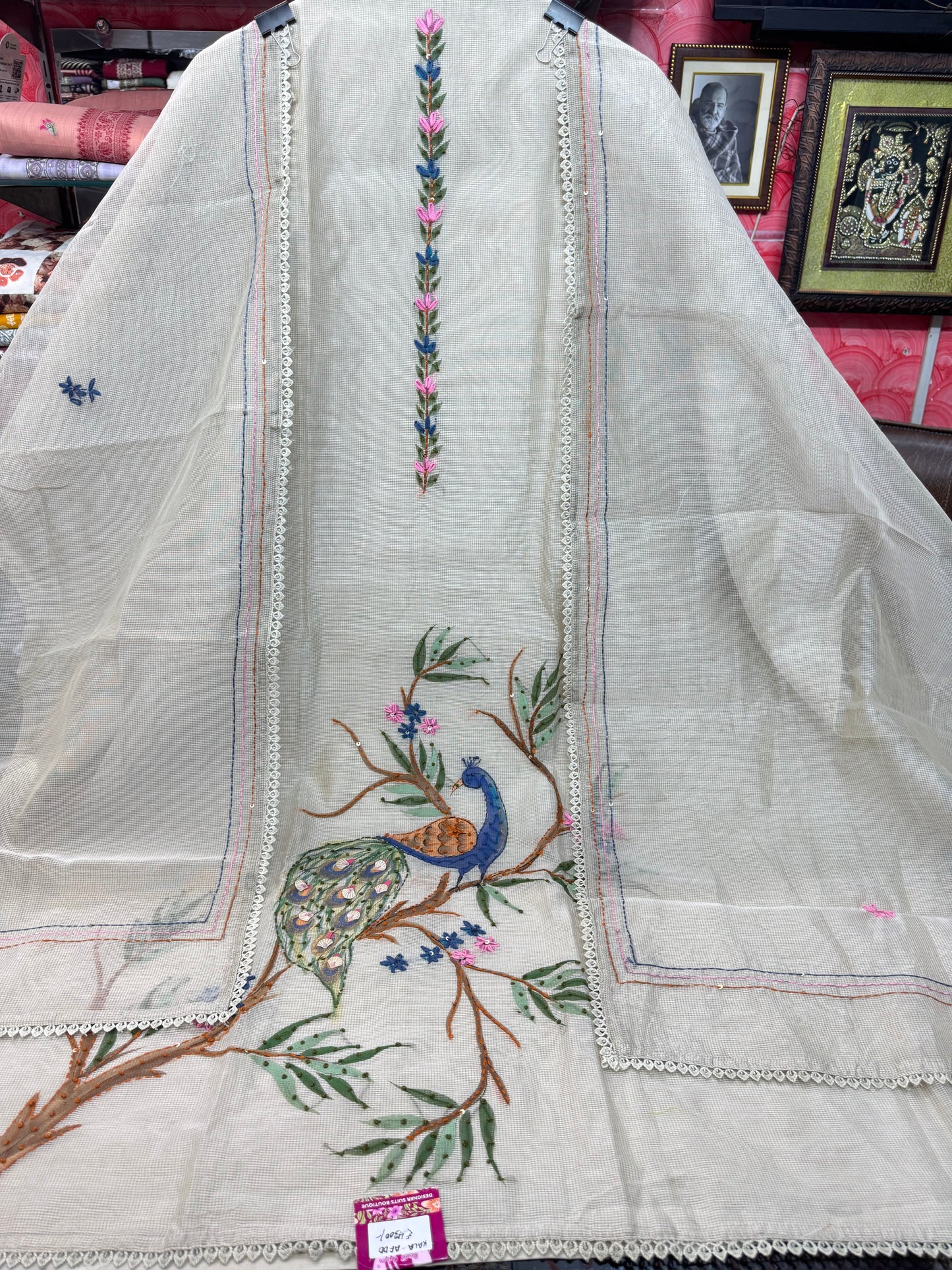 Embroidered Hand Painted Kota Doria Suit