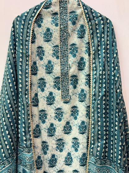 Jaipuri Gota Work Suit with mulmul Dupatta