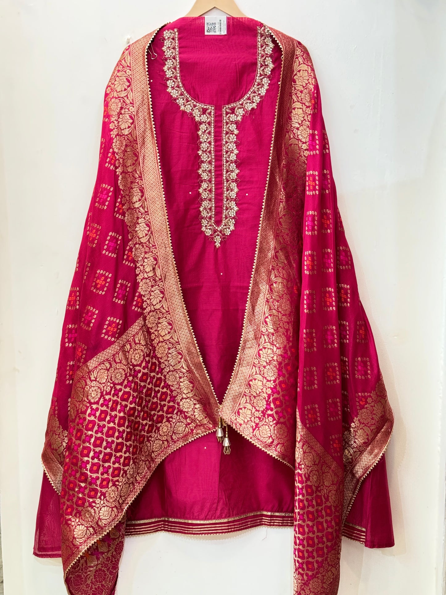Embroidered Magenta Chanderi Suit (Karva Special)