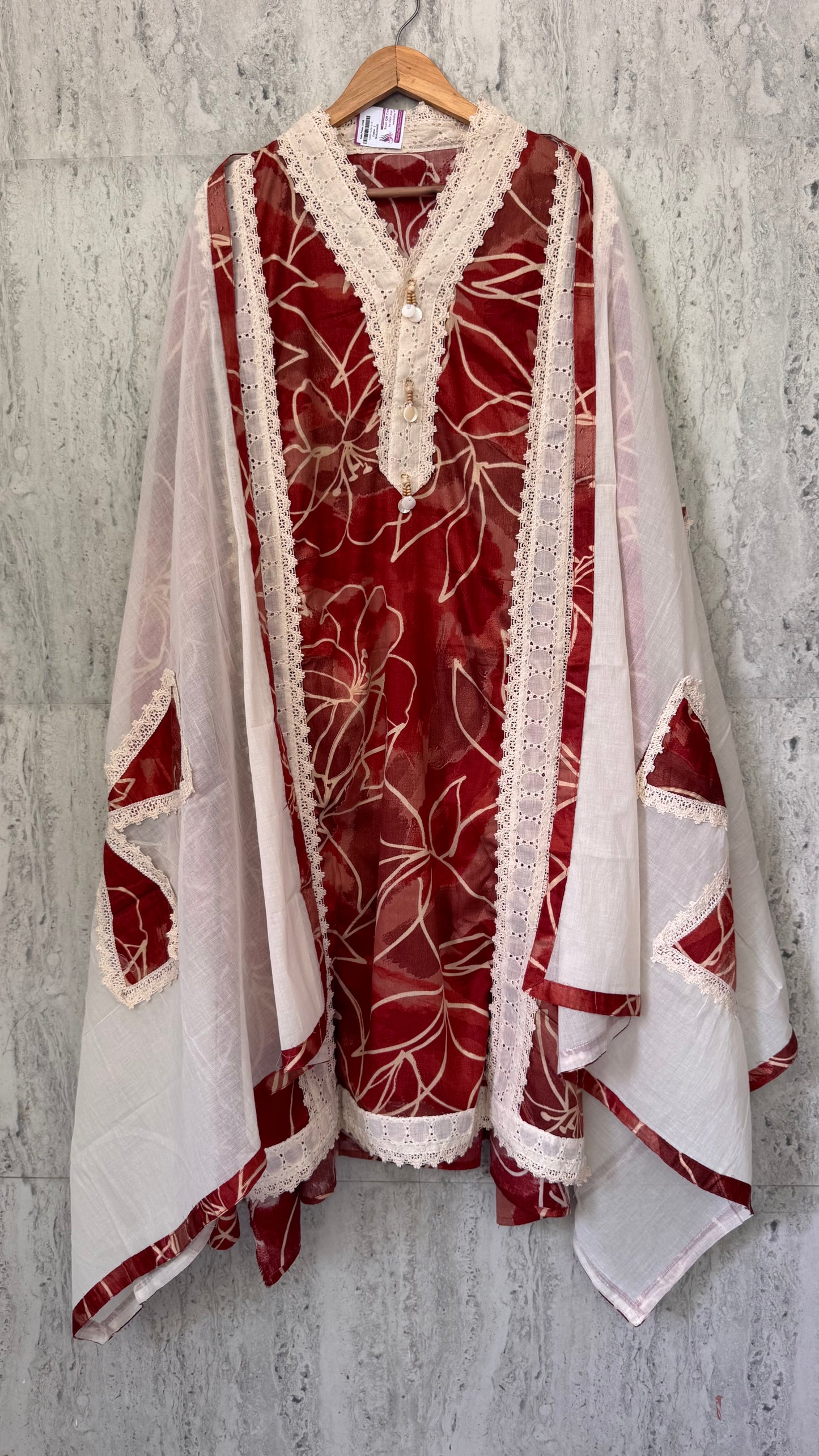 Pure Cotton Suit with Crochet Lace & Applique Work