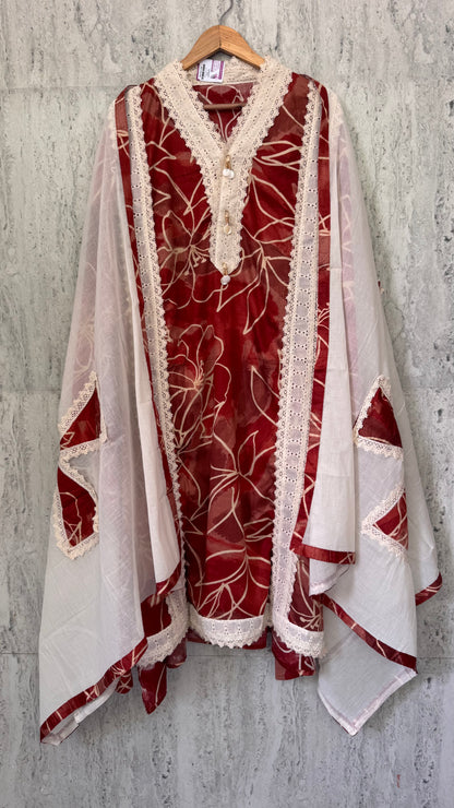 Pure Cotton Suit with Crochet Lace & Applique Work