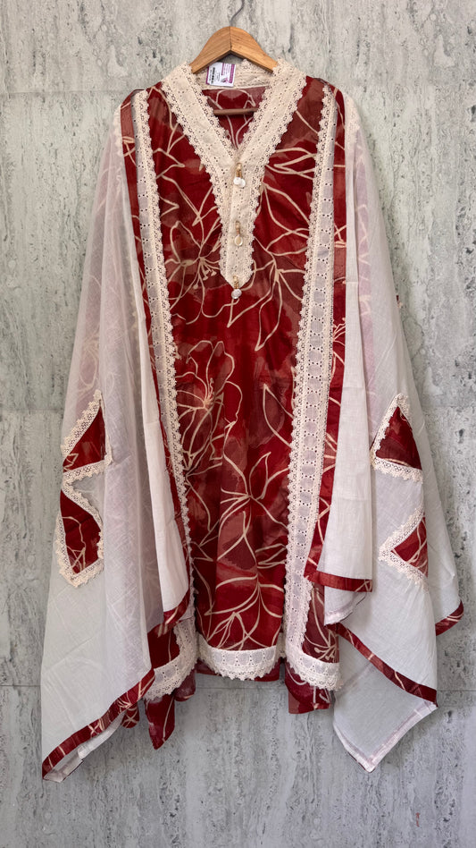 Pure Cotton Suit with Crochet Lace & Applique Work