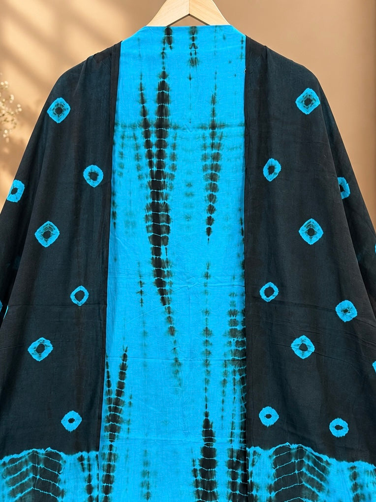 Premium Cotton Tie-Dye Printed Suit Set | Blue & Black Traditional Printed Suit for Women