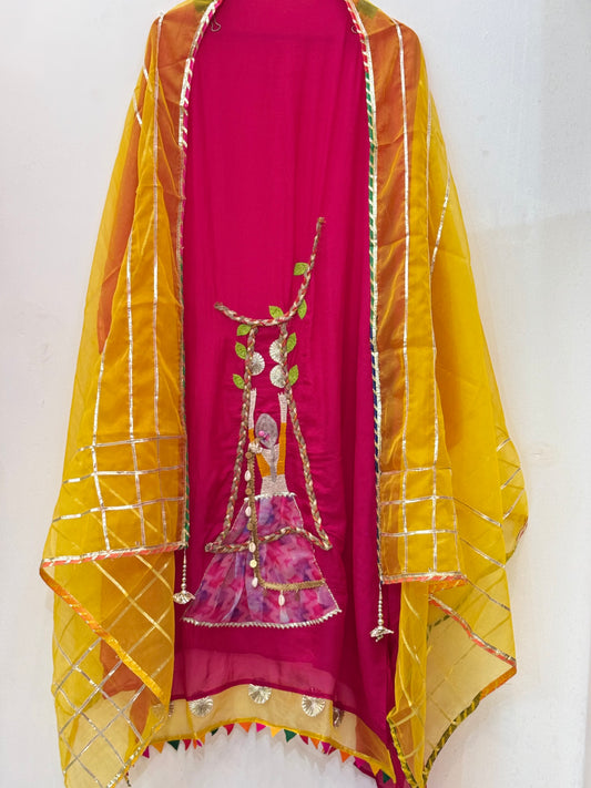Designer Organza Suit with Applique work