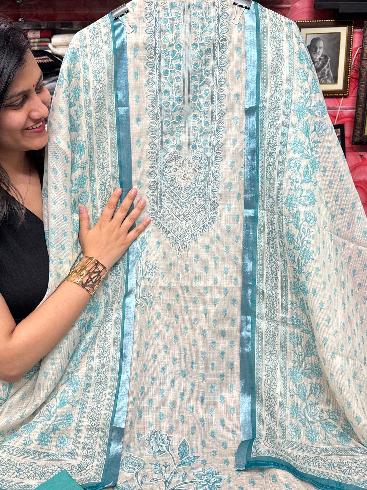Embroidered Shimmer Kota Doria Suit