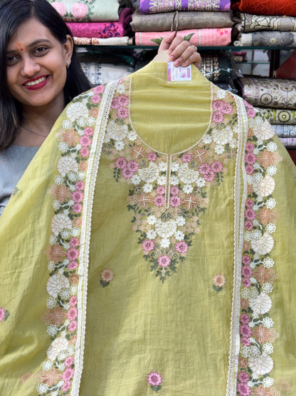 Mulmul Suit with Aari Work