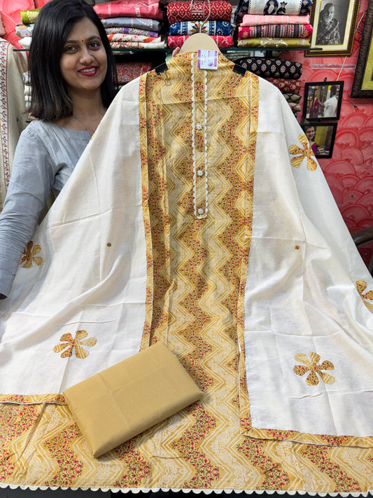 Cotton Suit with Applique Work