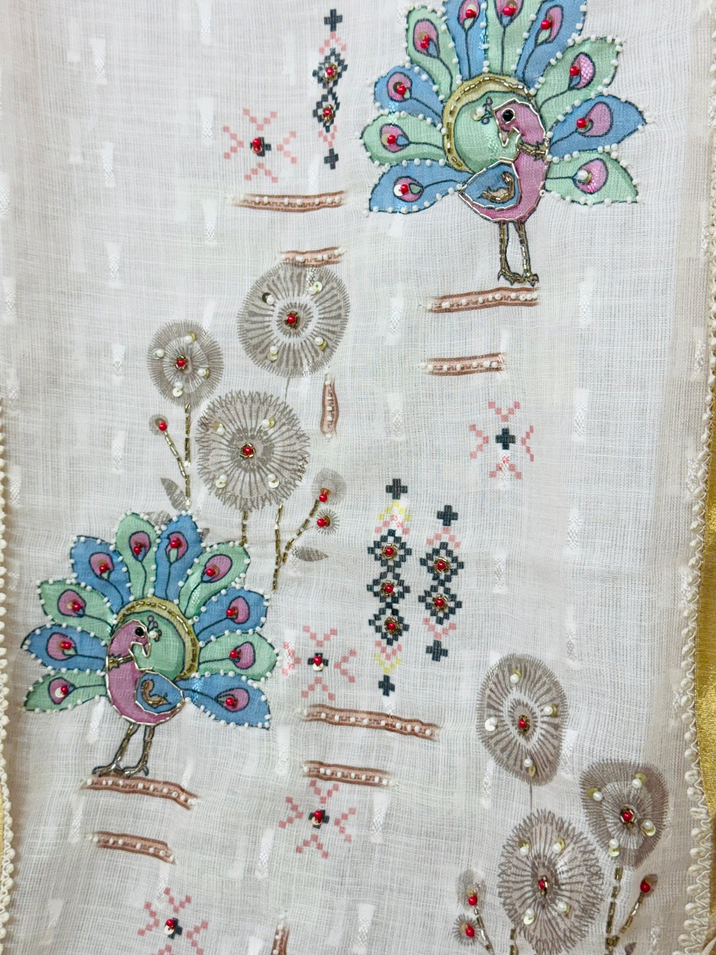Shimmer Linen Embroidered Suit