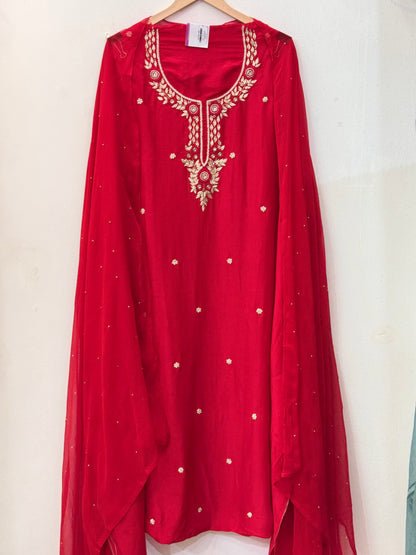 Karvachauth Special Pure Silk Suit with Kundan & Dabka Work