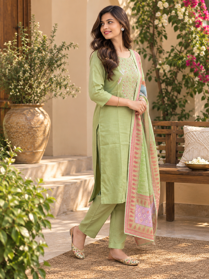 Shimmer Silk Readymade Suit Set for Women | Elegant Embroidered Kurta with Dupatta