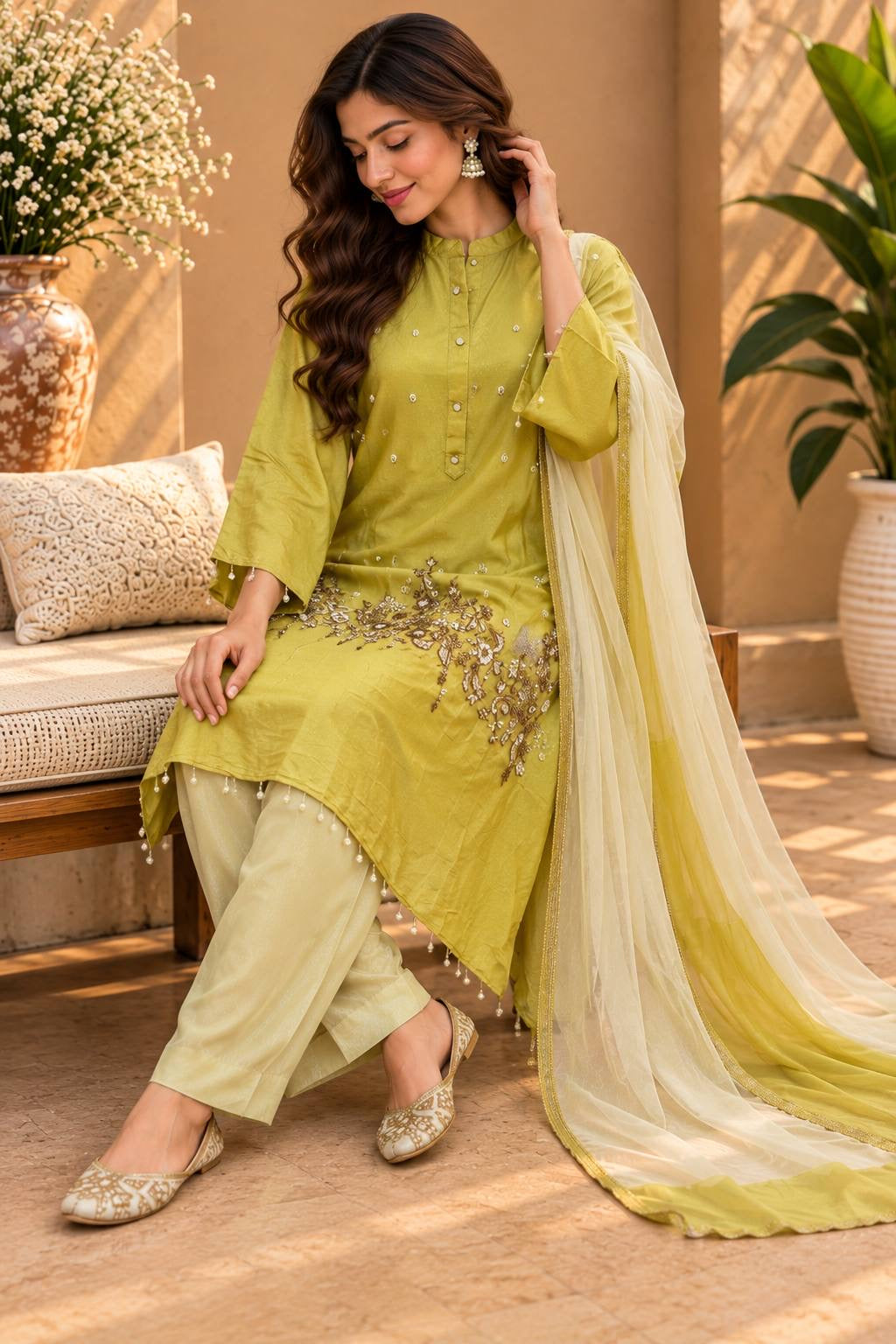 Shimmer Silk A Line Suit