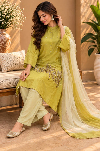 Shimmer Silk A Line Suit