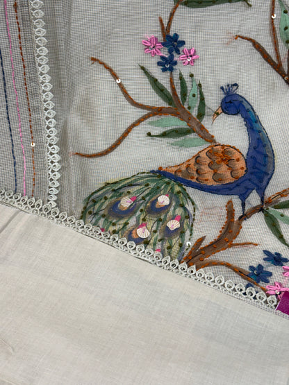 Embroidered Hand Painted Kota Doria Suit